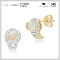 ราคา Gemondo ต่างหูเงินแท้ 925 Sterling Silver ประดับไหมทอง Golden Rutile ทรงเพชรล้อม ดีไซน์ต่างหูสตัดทรงโค้ง (19663995839)