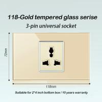 ราคา YSWL Wall Switch Light wall Outlet Socke Gold กระจกนิรภัยแผง1 2 3 4 Gang 1 2 Way Universal us thai ซ็อกเก็ต USB ไฟฟ้าสวิทช์15A 3 6 Pin Plug Power Socket Modern (15785886502)