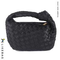 ราคา LIKEBAG ตะกร้าสานมีซิปกระเป๋าสานแท้แฟชั่นหนัง PU กระเป๋าถือทอมือสำหรับผู้หญิง (13154316824)