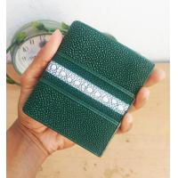 ราคา สีเขียวสดกระเป๋าหนังปลากระเบน หนังสวยเม็ดใหญ่ ปลาหนาม หรือเรียกว่า DIAMOND STINGRAY (20954016867)