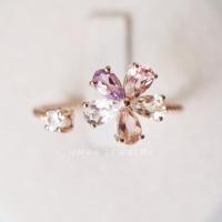 ราคา แหวนดอกไม้ พลอยสีโทนพาสเทล ดอกไม้ฝังพลอย Pink TourmalineLight AmethystWhite Topaz ประกบกับพลอยขาวเพทาย (20383092496)
