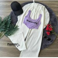 ราคา Set2ชิ้น เสื้อครอปแขนกุด เสื้อกล้าม กางเกงขายาว กางเกงวอร์ม เอวระบาย ชุดเซ็ต PooGun Shop (18939353916)