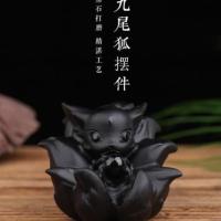 ราคา Wanjou หินแกะสลักหินหยาบแบบออบซิเดียนธรรมชาติที่จับเครื่องประดับตุ๊กตาสุนัขจิ้งจอกเอลฟ์เก้าหางหัวใจสาวดึงดูดความมั่งคั่งและดอกพีช (20936302551)