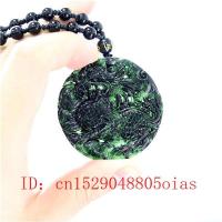 ราคา จี้หยกมังกรจีนสีดำธรรมชาติ Kylin สร้อยคอเสน่ห์เครื่องประดับออบซิเดียนเครื่องรางสลักเครื่องประดับสำหรับผู้ชาย Giftuiux (20303883641)