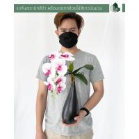 ราคา เซตแจกันเซรามิกสีดำ ดอกกล้วยไม้สีม่วงปนขาว (9323994608)