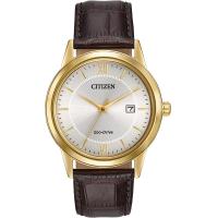 ราคา Citizen Eco Drive Corso Quartz Mens Watch Stainless Steel with Leather strap Classic Brown Model AW1232 04A (18996232098)