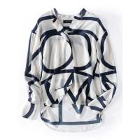 ราคา เสื้อเชิ๊ต คอจีน แฟชั่น ผู้หญิง ผ้าไหมอิตาลี ใส่สบาย สาวอวบใส่ได้ รุ่น ครีมลายกรม (20352130102)