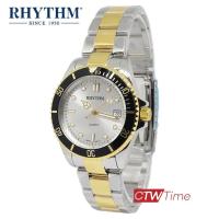 ราคา ผ่อนชำระ สูงสุด 10 เดือน Rhythm นาฬิกาข้อมือผู้ชาย สแตนเลสแท้ รุ่น RQ1601S07 สีเงินสลับทอง (13105796293)