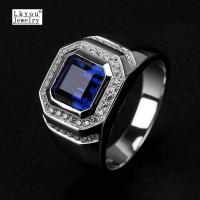 ราคา Lkyou ใหม่แฟชั่นสีฟ้าสแตนเลสสตีลเพทายแหวนคลาสสิก Retro ตัดเครื่องประดับแหวนเพทายของขวัญ (9188350351)