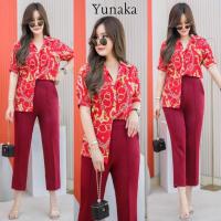 ราคา เซท 2 ชิ้น เสื้อเชิ้ต แขนสั้น จับจีบ กระดุมหน้า เนื้อผ้า 100D แมทช์กับกางเกง 4 ส่วน ทรงเดฟ เอวสูง ชุดเซ็ต Yunaka (14067135806)