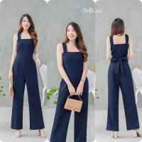 ราคา จั้มขายาวสายเดี่ยวผ้าซาร่า ซิปหลัง เอวเรียบ มีกระเป๋าข้าง พร้อมสายผูกเอว (19726183927)