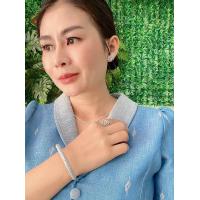 ราคา ชุดเงินใบมะกอก ใส่กับผ้าไทยสีฟ้า (20713288830)