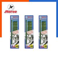 ราคา ดินสอไม้ 4B ดินสอเข้มวาดเขียนแบบแรเงา สี่บี Horse ตราม้า H 9900 แพค 12 ด้าม ดินสอดำ ดินสอเหลา พร้อมส่ง US Station (19796650034)