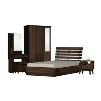 ราคา Raminthra Furniture ชุดห้องนอน 3 5 ฟุต ระแนงหลังเหล็ก เตียง ตู้เสื้อผ้า 3บาน โต๊ะแป้ง 60 ซม ตู้ข้างเตียง สีวอลนัท Bedroom Set (628798284)