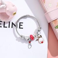 ราคา กำไลข้อมือเปิดสีเงินลูกปัดคริสตัลเมโลดี้การ์ตูนแมวคิตตี้หรูหราทำจากสแตนเลสสตีล (19329630209)