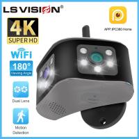 ราคา LS VISION กล้องวงจรปิดเลนส์คู่4K 8MP 4X กล้องวงจรปิดซูมดิจิตอล180องศามุมกว้าง WIFI กลางแจ้งไร้สาย IP66กันน้ำตรวจจับมนุษย์กล้อง IP กล้องภาพกลางคืน PTZ สีเต็มรูปแบบ (17169691362)