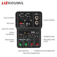 ราคา LIZHOUMIL Q 12 Sound Mixer Sound Board Card Audio Console 48V Power Stereo Computer Sound Card Mixer Effects Voice Changer (20724601728)