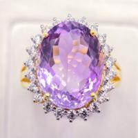 ราคา Lucky Gems แหวนพลอย เม็ดใหญ่ ล้อมเพชร เงินแท้92 5 เพชร CZ เกรด Premium เล่นไฟดี ชุบทอง LPL424 (18281137089)