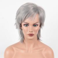ราคา วิกผมสีเทาเงินจากยุโรปและอเมริกาผู้หญิงในแนวทแยงผมสั้นตรงวิกยอดนิยมอเมซอน (19665229231)