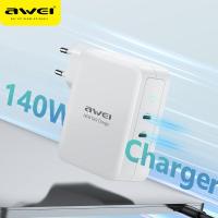 ราคา Awei PD22 140W GAN PD Fast Charger QI Charging Wall Charger Plug สำหรับโทรศัพท์ Samsung MacBooK Pro MacBook Air Power Adapter พอร์ต USB Portable Travel Charger Quick Charge Officie Working Charge (159