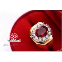 ราคา แหวนทอง ประดับพลอยสีแดงโกเมน ล้อมเพชร Red CZ Ring แหวน พลอยสีประจำวันเกิด เสริมดวง แหวนพลอย แหวนชาย เสริมโชคลาภ เรียกทรัพย์ (609714199)