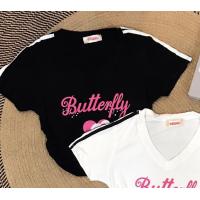 ราคา เข้าใหม่ เสื้อครอปแขนสั้น งานแต่งแถบ เสื้อครอป เสื้อยืดโทน ดำ ชมพู (20142535432)