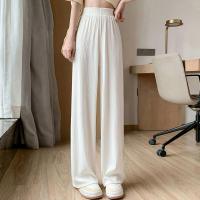 ราคา HengShanYuan กางเกงผู้หญิงผ้าไอซ์ซิลค์กางเกงขาม้าเอวสูงชีฟองหลวมกางเกงลำลองตรง (18139372997)