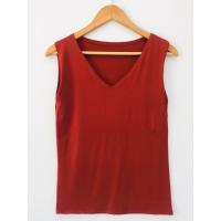 ราคา เสื้อกล้าม คอวีแขนกุด สไตล์ไร้ขอบ ผ้าเรย่อน (19756976101)