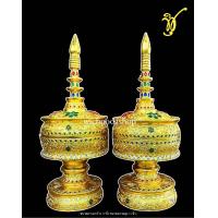 ราคา ผอบ โกศ ใส่พระธาตุ ผอบทรงสูง ผอบไม้แกะสลัก ขนาด 10นิ้ว สูง 24นิ้ว ต่อ1คู่ (19179220995)
