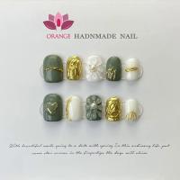 ราคา Handmade Nails Press on Full Cover Professional Decoration Nail Art Manicuree False Nail Wearable Artificial nail tips For Girls (20572827217)