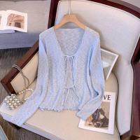 ราคา H H พร้อมส่ง เสื้อคลุมไหมพรมซีทรู แขนยาวมี 7สี M0129 C (19409479811)