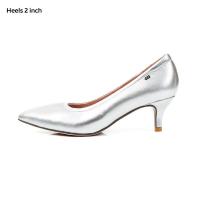 ราคา O B รองเท้าส้นสูงหนังแกะแท้ รุ่น Diana Heels 2 in Silver (1380626886)