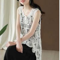 ราคา เสื้อกล้ามไหมพรมถักโครเชต์แฟชั่น ลายวงกลม ลายดอก ข้างหลังปล่อยชายเสื้อยาว ผ้าบางใส่สบายไม่ร้อน เสื้อผ้าแฟชั่น (1980484072)