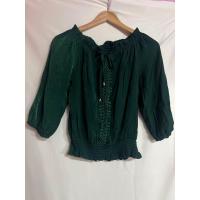 ราคา เสื้อครอปเอวสม็อค สีเขียวเข้ม (20288490176)