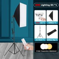 ราคา E27 LED Lamp สตูดิโอถ่ายภาพ ไฟต่อเนื่อง ไฟสตูดิโอ 60 80 85 300W Photo Studio Softbox Continuous Lighting with Stand Kits (18339765799)