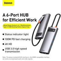 ราคา Baseus HUB 6IN1 อะแดปเตอร์ Type C HUB One Baseus Metal Glimmer Series Multi Function Type C HUB (9126803915)