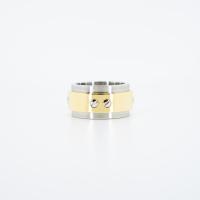 ราคา แหวน Cartier Santos ring stainless steel 18K Yellow Gold Size 57 Used vrcaim 3085 (20303532296)