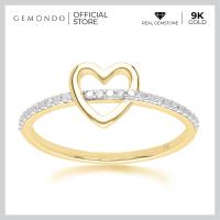 ราคา Gemondo แหวนทองคำ 9K ประดับเพชร DIAMOND บริเวณบ่าข้าง ดีไซน์แหวนทรงเปิดรูปหัวใจ แหวนทอง แหวนหัวใจ แหวนเพชร (17421699869)