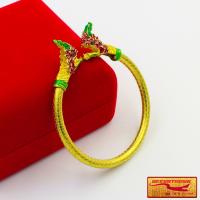 ราคา กำไลข้อมือ พญานาค เรียกทรัพย์ เสริมบารมี เสริมโชคลาภ ร่ำรวย สวยสะดุดตา ตัวเรือนทองเหลืองลงยา ชุบทองไมครอนหนา น้ำหนัก 2 บาท (11028710946)