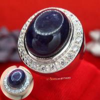 ราคา แหวนไพลิน ล้อมเพชร แหวนเงินแท้ ชุบทองคำขาว พลอยไพลินแท้ YTG 11081 (7094296294)