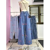 ราคา กางเกงยีนส์แฟชั่นนำเข้าสไตล์เกาหลี กางเกงยีนส์เอวสูง กางเกงยีนส์ขายาววินเทจขากระบอกเอวยางยืดฟรีไซส์ ยืดเยอะ (18970743987)