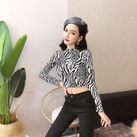 ราคา เสื้อคอเต่า เสื้อลายม้าลาย เสื้อแขนยาวคอเต่า ลายม้าลาย เสื้อครอปแขนยาว สื้อยืดแขนยาวลายม้าลาย (9646153592)