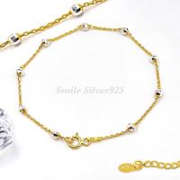 ราคา สร้อยคอเงินแท้ 92 5 Italy ชุบ 2 กษัตริย์ W G ลายโซ่คั่นบอลตัดลายกระจก (19760128366)