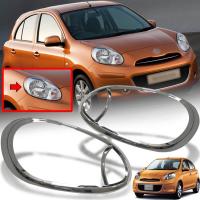 ราคา ครอบไฟหน้า ครอบกันรอยไฟหน้า รุ่น นิสสัน มาร์ช NISSAN MARCH ปี 2009 2013 สีโครเมี่ยม 2 ชิ้น (12406465545)