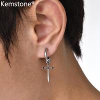 ราคา ต่างหูผู้ชาย Kemstone เหล็กกล้าไร้สนิมสไตล์วินเทจเพทายกากบาทเครื่องประดับต่างหูของผู้ชาย (20957210217)