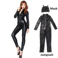 ราคา ชุดเดรสแฟนซีชุดเสื้อผ้า Zentai ชุดจั๊มสูทสตรีแมวสุดเซ็กซี่สำหรับผู้หญิงชุดเดรสแฟนซีชุดฮาโลวีนหนังรูปแมวสีดำเงา (20185220646)