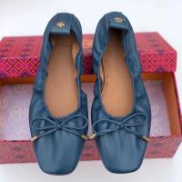 ราคา 2023 new Tory Burch Fashion Bow Design Soft Sheep Leather Pumps Ballet Flat Shoes (20015852610)