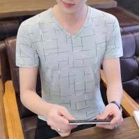 ราคา เสื้อยืดผู้ชายแขนสั้นคอวีผ้าไหมน้ำแข็งสไตล์แฟชั่นเกาหลี เนื้อผ้านุ่มนิ่มใส่สบายราคาถูก (15570650186)