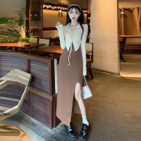 ราคา เดรสยาวรัดรูปผ่าข้าง ผ้ายืดตามตัว สุภาพเรียบง่าย ใส่ได้หลายโอกาส (21009785155)