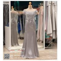 ราคา PFL058 ชุดแม่เจ้าสาว ชุดราตรียาวมีแขน ชุดไปงานแต่งกลางคืน ใส่แล้วไม่อ้วน dressy day ชุดไปงานแต่ง ช่วงบนปักลูกไม้และเลื่อม (7156620312)